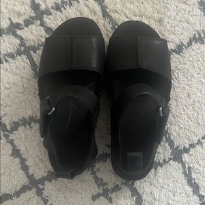 UGG Black Leather Slingback Sandals